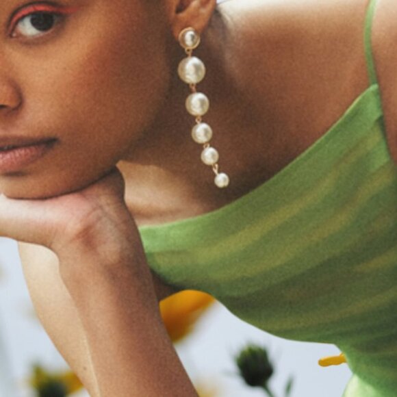 Dangle Faux Pearl Drop Earrings - Picture 3 of 6